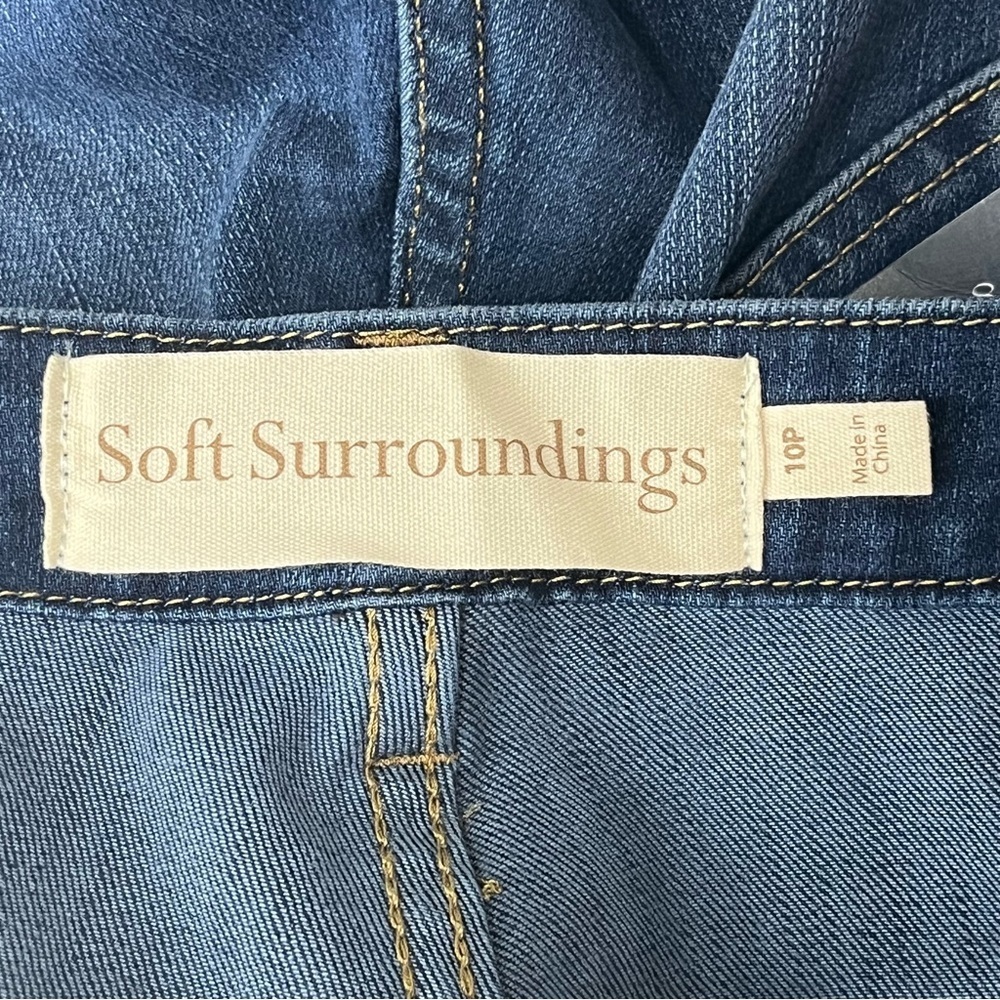 SOFT SURROUNDINGS NWT THE ULTIMATE CROPPED BOOTCUT JEANS RIPPLE BLUE WASH PETITE - Picture 14 of 16